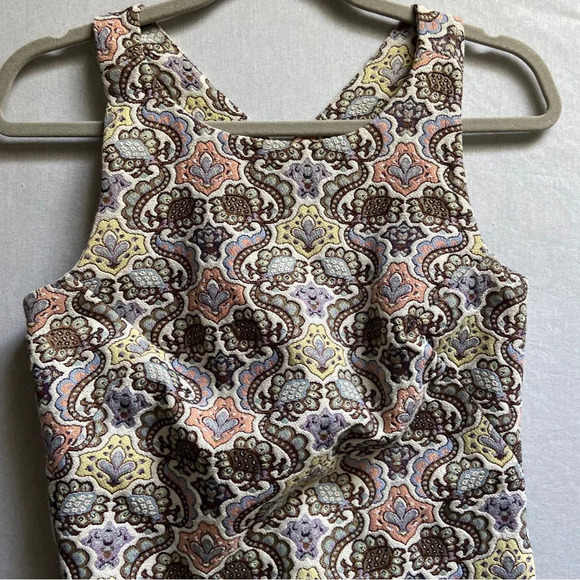 Zara paisley jacquard tapestry floral high neck mini dress Sz M - Picture 3 of 12